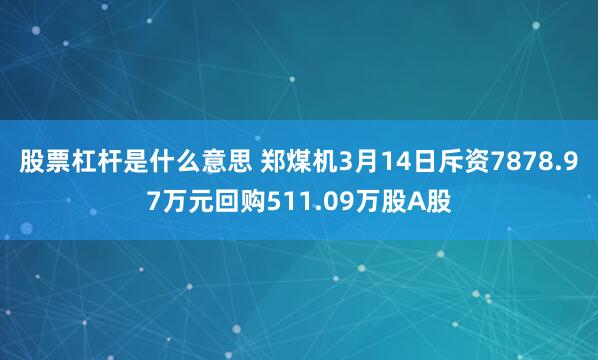 股票杠杆是什么意思 郑煤机3月14日斥资7878.97万元回购511.09万股A股