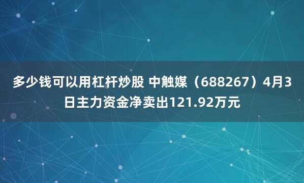 多少钱可以用杠杆炒股 中触媒（688267）4月3日主力资金净卖出121.92万元