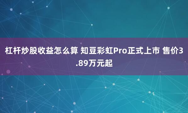 杠杆炒股收益怎么算 知豆彩虹Pro正式上市 售价3.89万元起